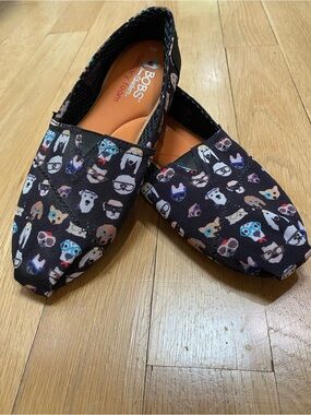 Dog Print Black Slip-On Flats by Bobs Sketchers